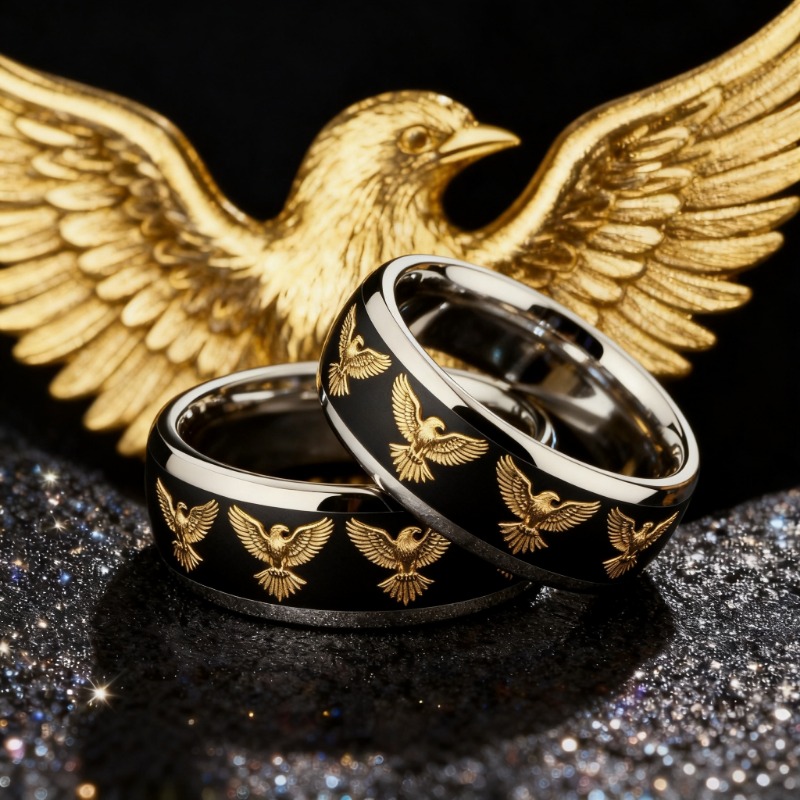 Men's Golden-tone Stainless Steel Soaring Eagle Ring